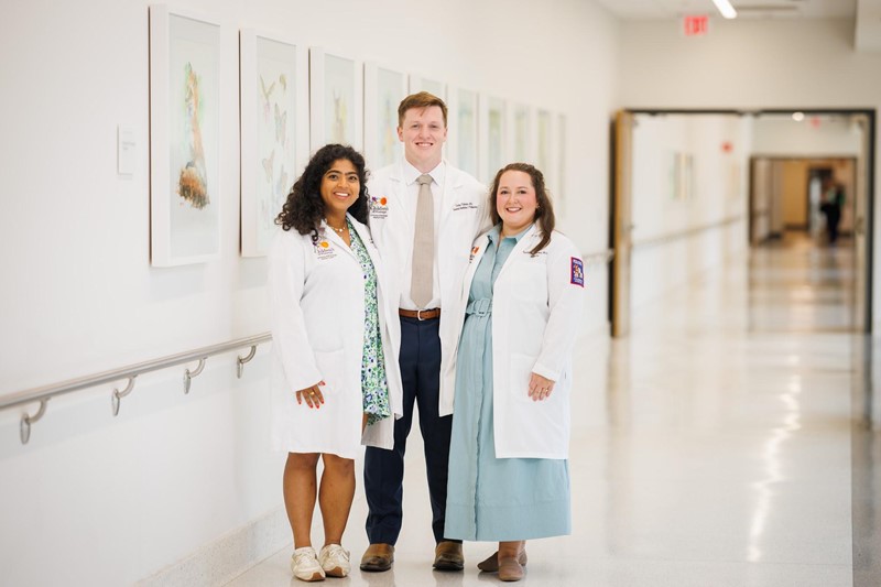 Photo of UMMC Pediatric Chief Residents: Monica Kala, Dylan Tribolet, and Emilee Ann Roberson